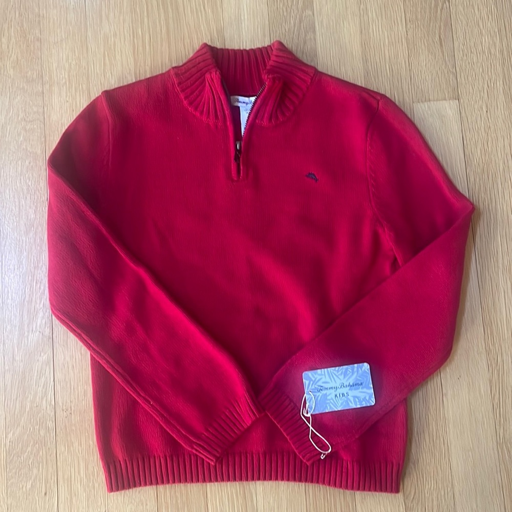 Red Tommy Bahama Zip Up Sweater